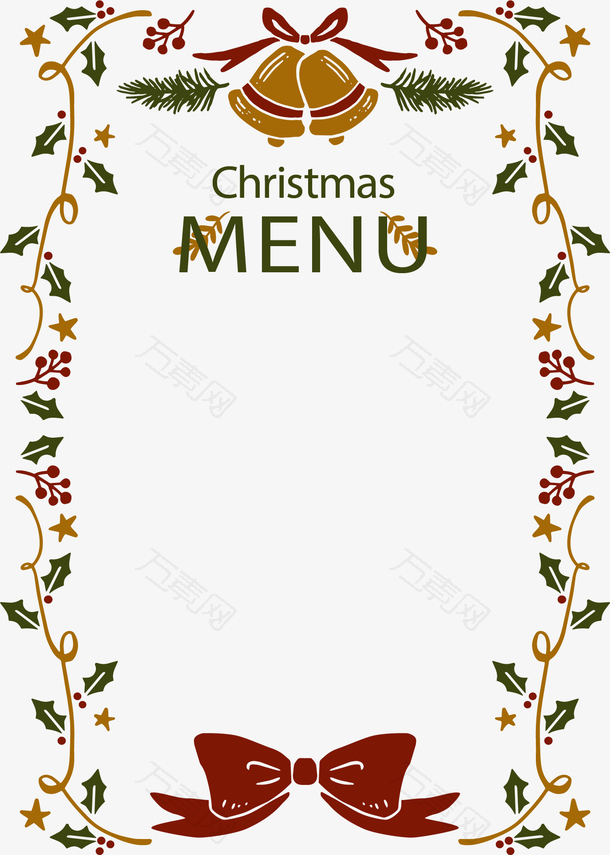 圣诞节花藤菜单模板