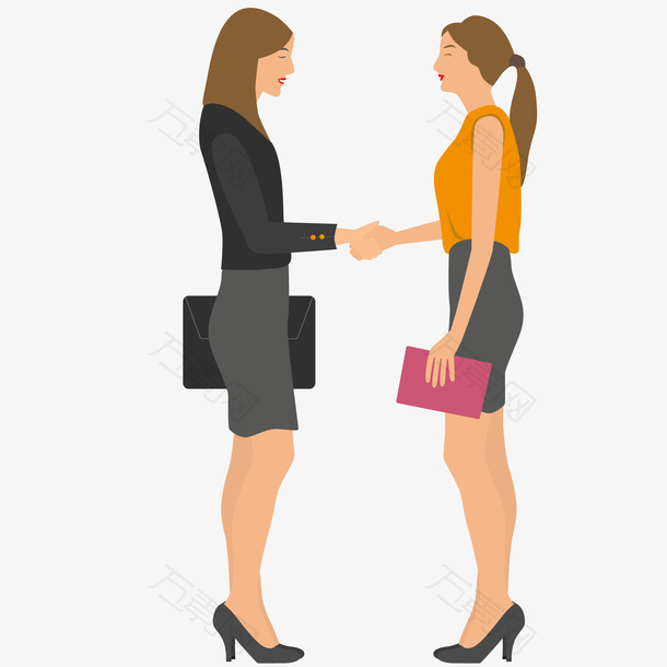 握手的商务女子人物设计
