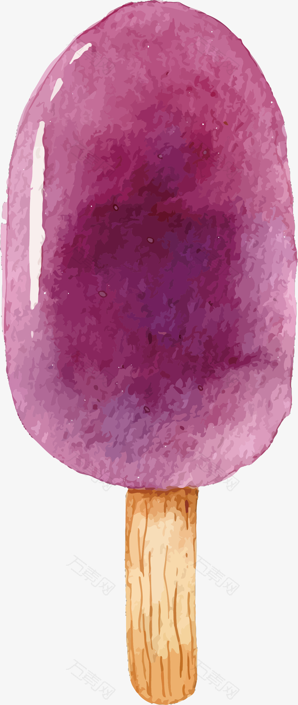 清凉夏日手绘紫色雪糕矢量素材