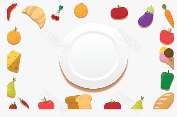 白色盘子食物边框