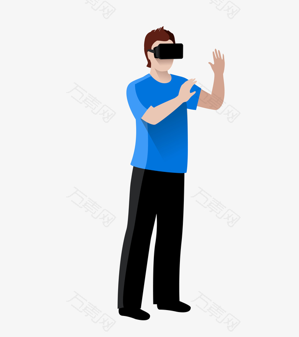 体验高科技VR技术矢量插图