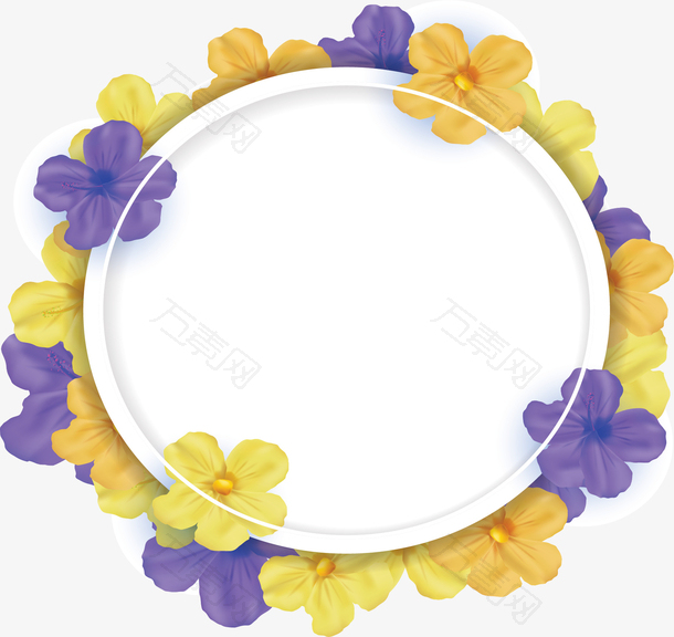 黄色紫色碎花边框