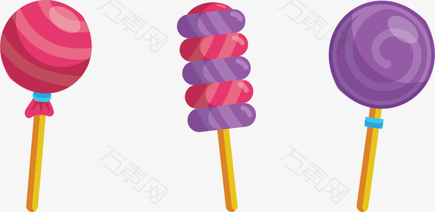 三支粉紫色棒棒糖