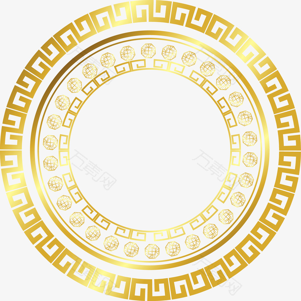 金色圆形海报装饰花纹边框矢量