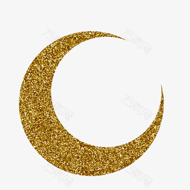 金色磨砂质感月亮元素