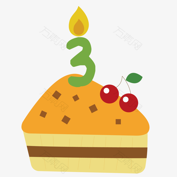 黄色数字三矢量蛋糕