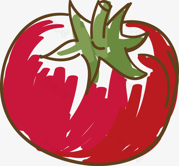 西红柿简笔画矢量图