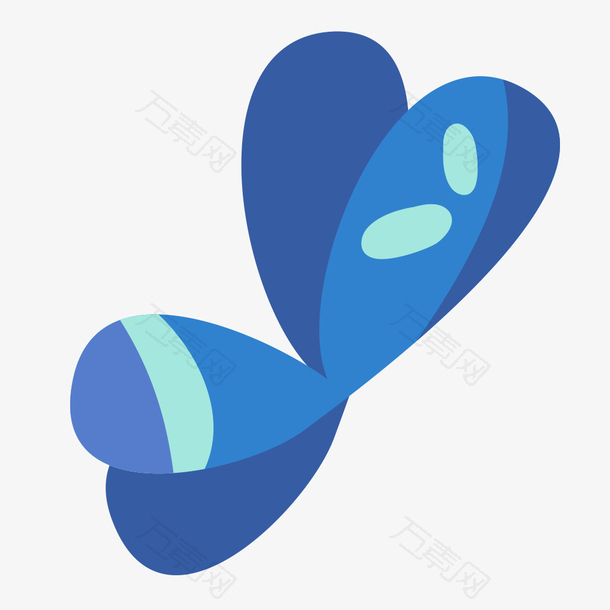 手绘蓝色蝴蝶花花卉设计素材