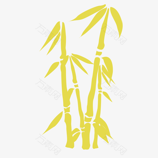几根金黄色竹子带金色竹叶矢量