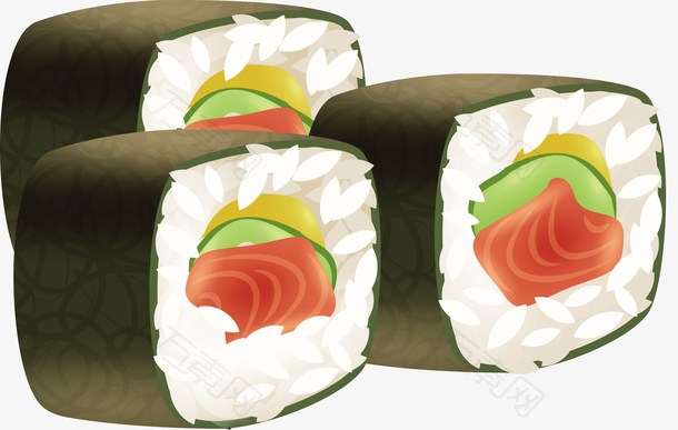 三个矢量美味寿司