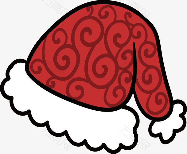 红色花纹圣诞帽