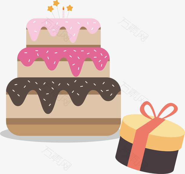 三层蛋糕礼物卡通蛋糕生日素材