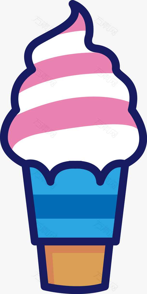 矢量卡通草莓冰淇淋图