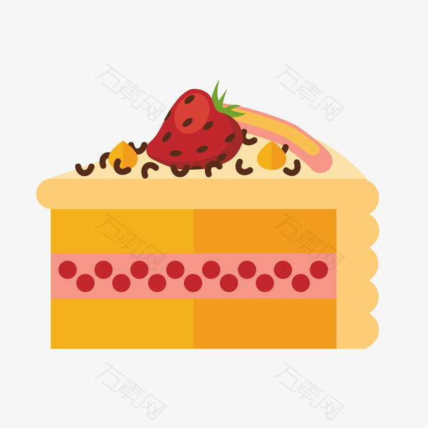 一块手绘的西式水果蛋糕