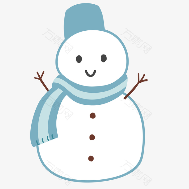 圣诞节围着围巾的雪人矢量免抠图