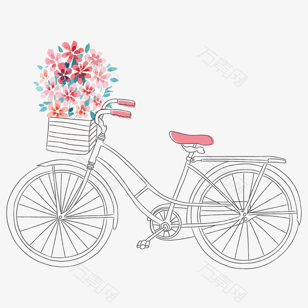 浪漫自行车卡通插画