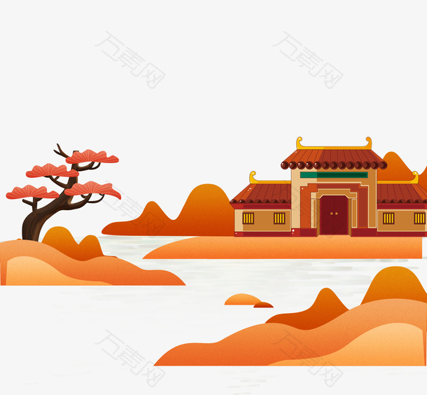 手绘中国风中秋海报背景装饰元素
