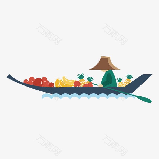 泰国乘船旅游插画