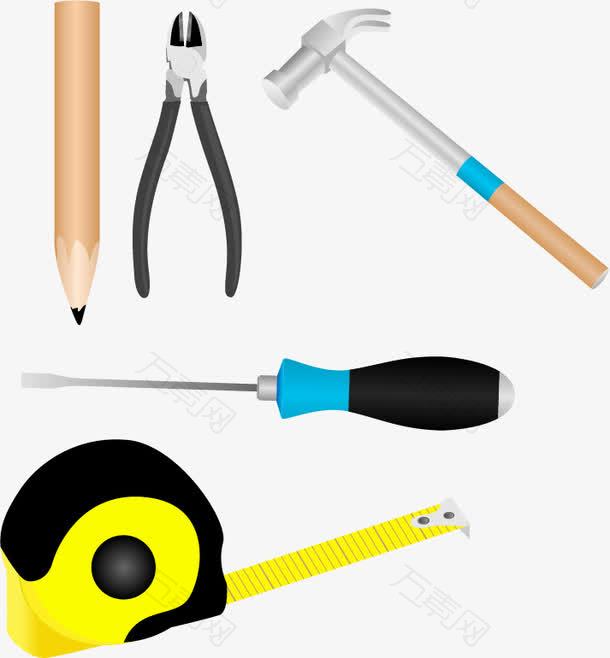 安装工具锤子改锥尺子铅笔
