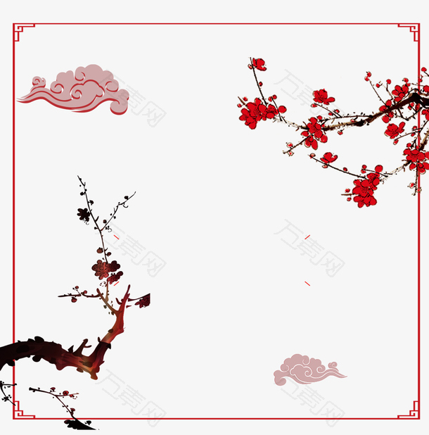 中国风教师节梅花边框设计