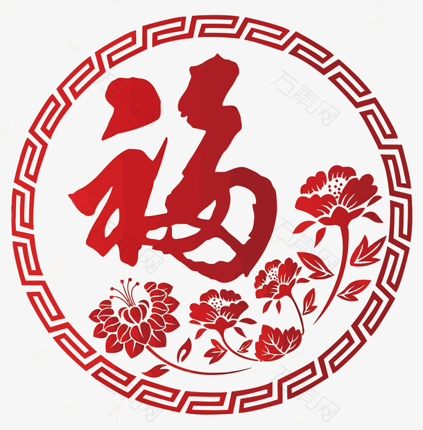 矢量中国风红色福字