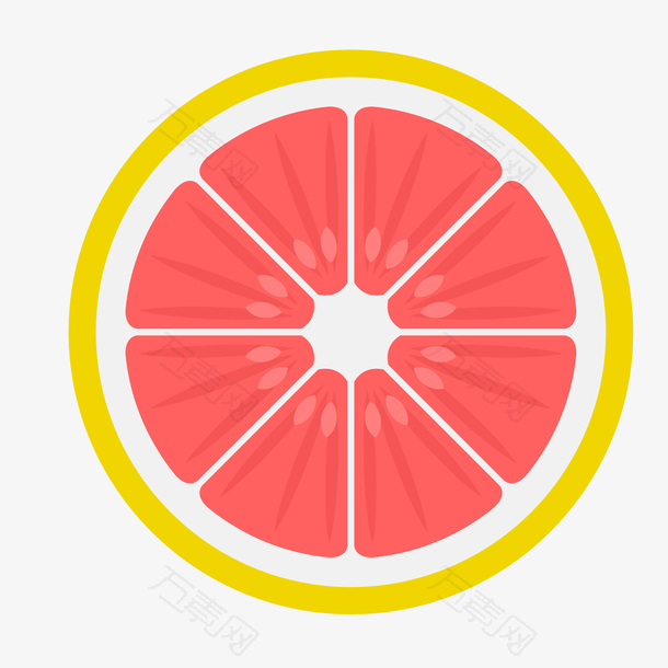 矢量手绘一片西柚水果