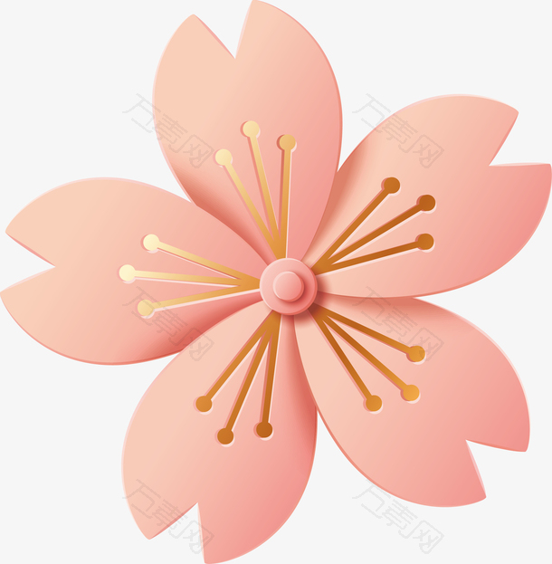 粉色新式雕花樱花