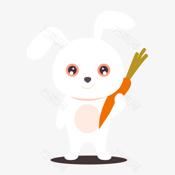 卡通白兔子拿着萝卜