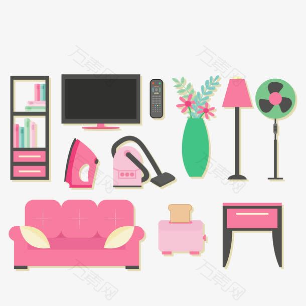 矢量粉色客厅