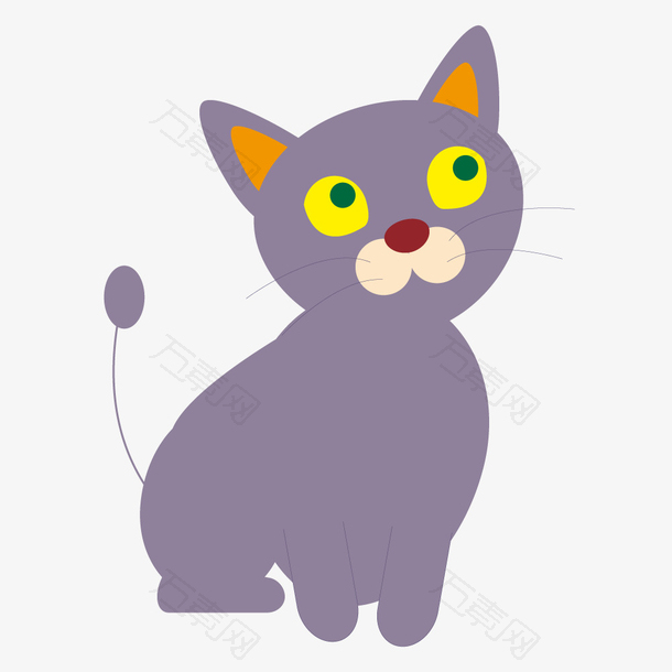 卡通紫色猫咪小动物