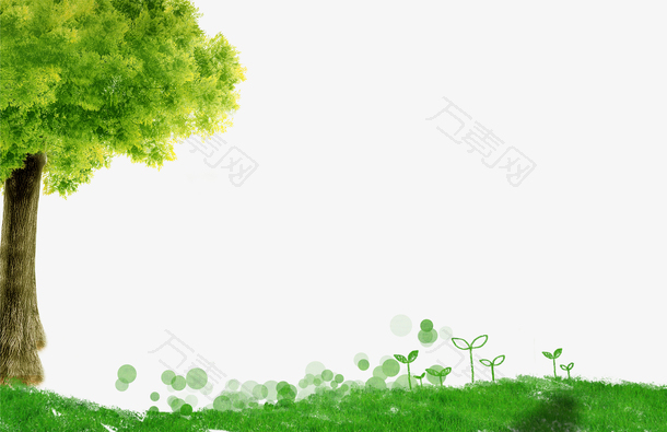 绿色参天大树草地背景