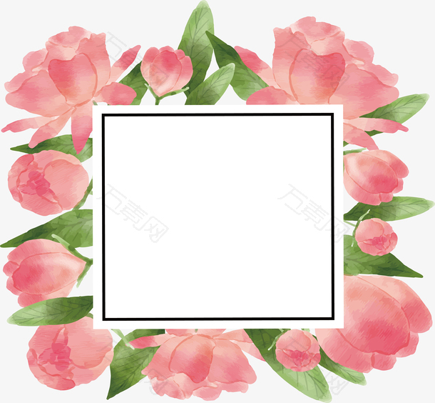 浪漫粉红花朵相框