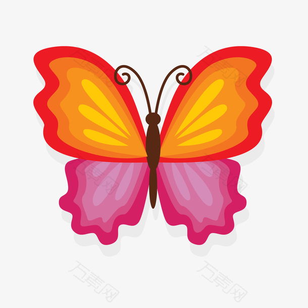 一只扁平化的鲜艳的蝴蝶