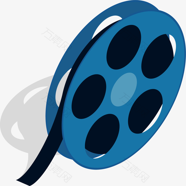 矢量图蓝色的电影胶带盘