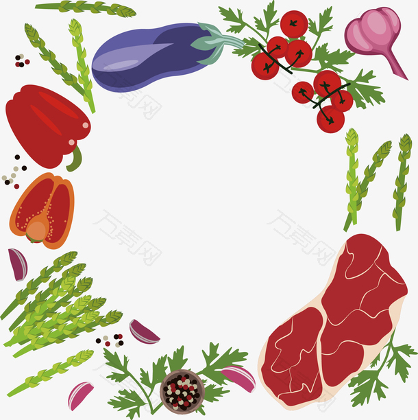 矢量图彩色的蔬菜和肉