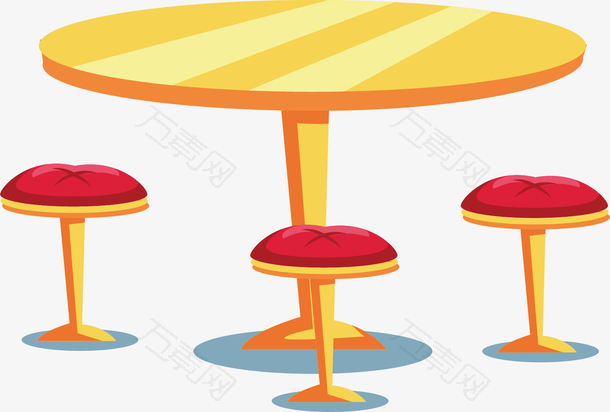 矢量图餐厅装饰的圆桌子