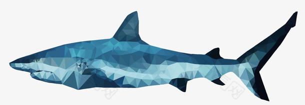 矢量晶格化蓝色鲨鱼