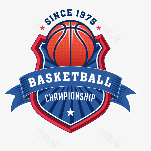 彩色的篮球比赛徽章设计