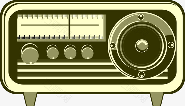 矢量手绘复古收音机