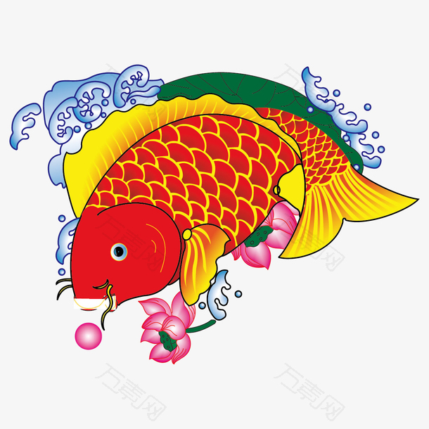 春节元素新年传统文化金色锂鱼