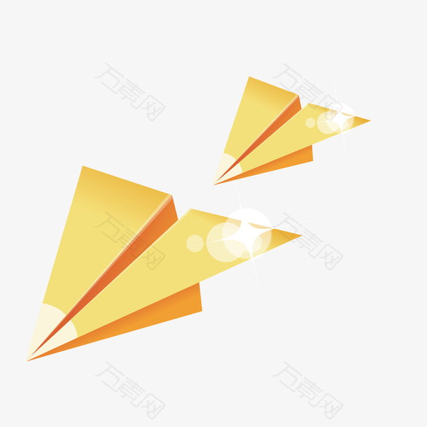 矢量黄色质感纸飞机