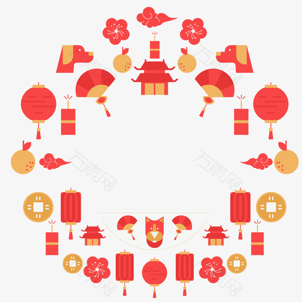 红色喜庆的元宵节边框设计