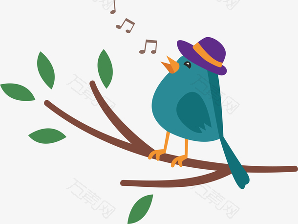 树枝唱歌的小鸟