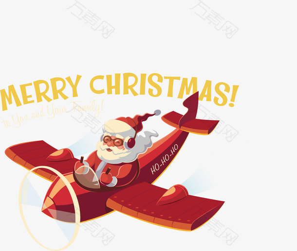 矢量图开飞机的圣诞老人
