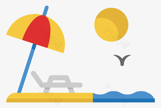 夏日海滩彩色遮阳伞插画
