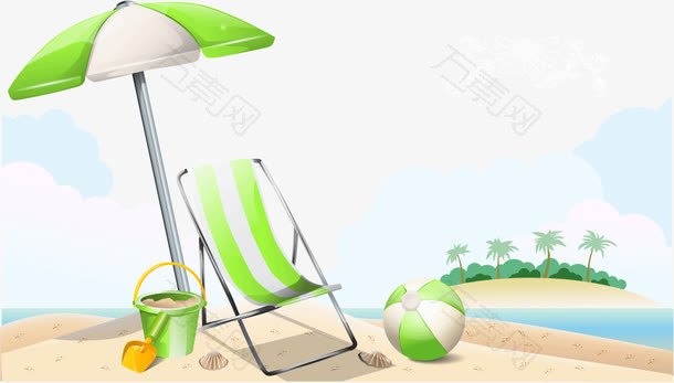 夏日海滩绿色背景装饰