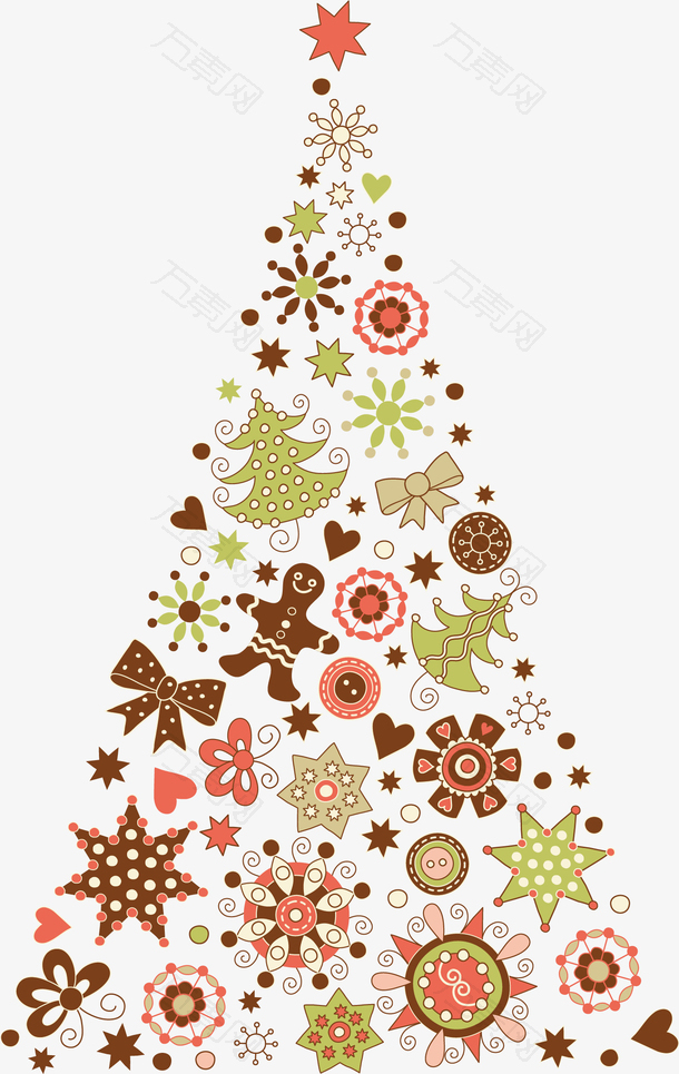 矢量图多彩圣诞树