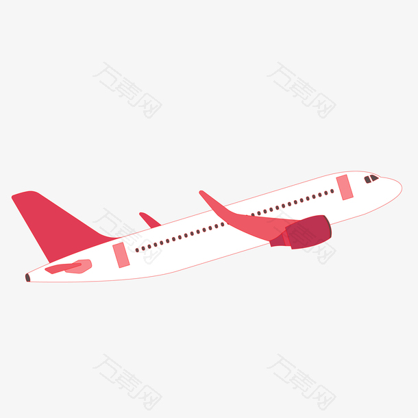 红色创意扁平化飞机元素