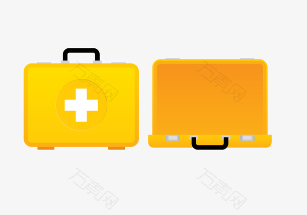 黄色医药拟物风格箱包展示图标