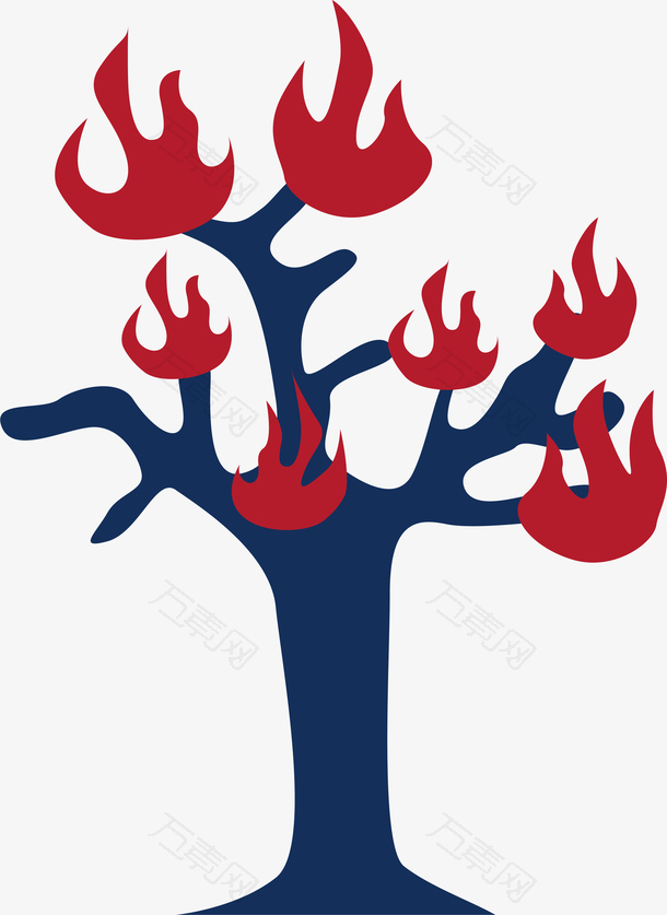 火苗与树结合创意的火树矢量素材